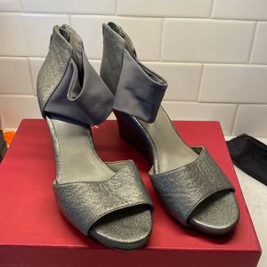 Silver zip up Eileen fisher high heels